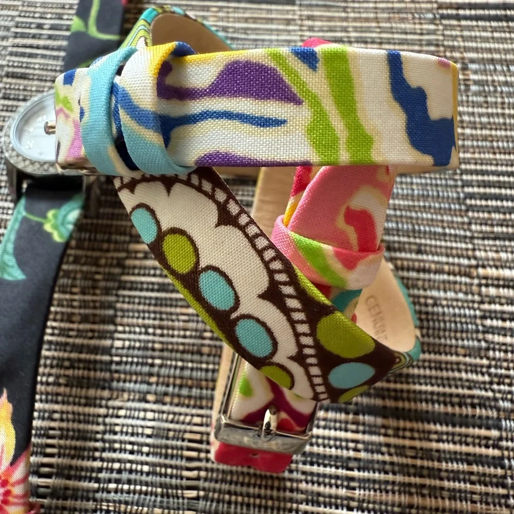 Vera Bradley Watch Women  Silver Tone Interchangeable‎ Band Needs New Battery
